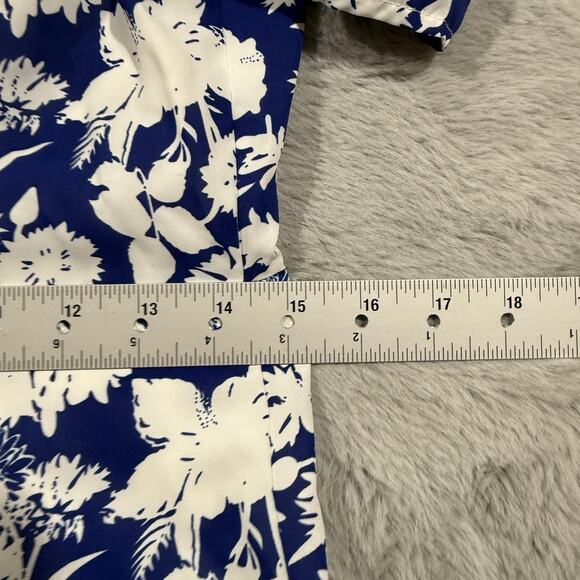 Sam Edelman Dress Womens Size 6 Blue White Floral Puff Sleeve Midi Sundress New - Picture 13 of 13